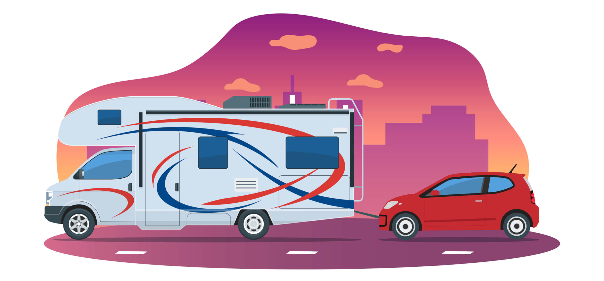What are the rules for towing a car behind a motorhome?